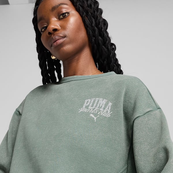 PUMA CLASS Comfort Washed Crew Women, Green Moon, large-ZAF