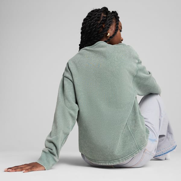 PUMA CLASS Comfort Washed Crew Women, Green Moon, large-ZAF