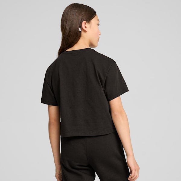 Girls Logo Cropped Tee, PUMA Black-Mauved Out, large-ZAF