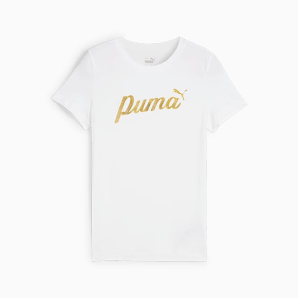 Ess Script Metallic Tee, PUMA White-Black rubber, large-ZAF