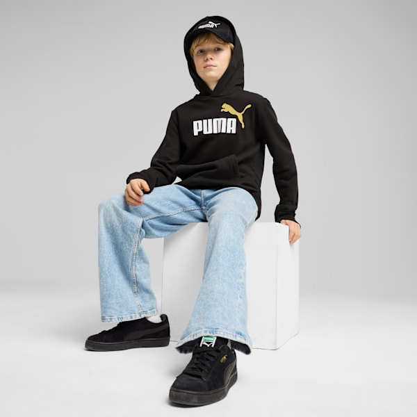 Essentials 2 Colour No. 1 Logo Hoodie Youth, PUMA Black-Sunny Yellow, large-ZAF