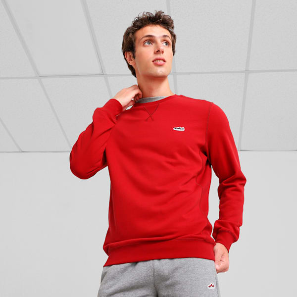 WARDROBE ESS SUEDE CREW TR, Dark Crimson, large-MEX