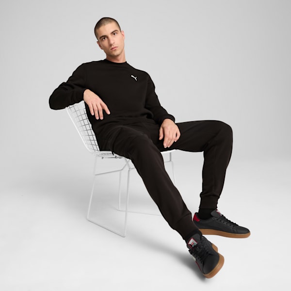 Essentials Small PUMA Logo Crew Men, PUMA Black, large-ZAF