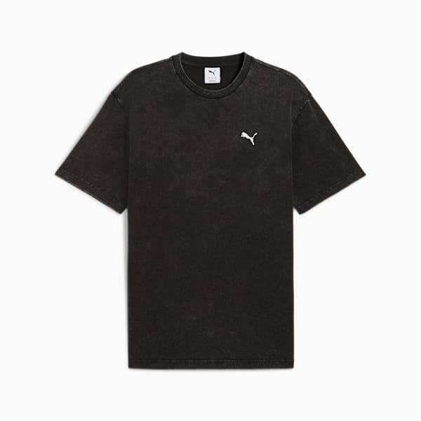 Essentials Elevated Relaxed Wash Tee Men, PUMA Black, large-ZAF