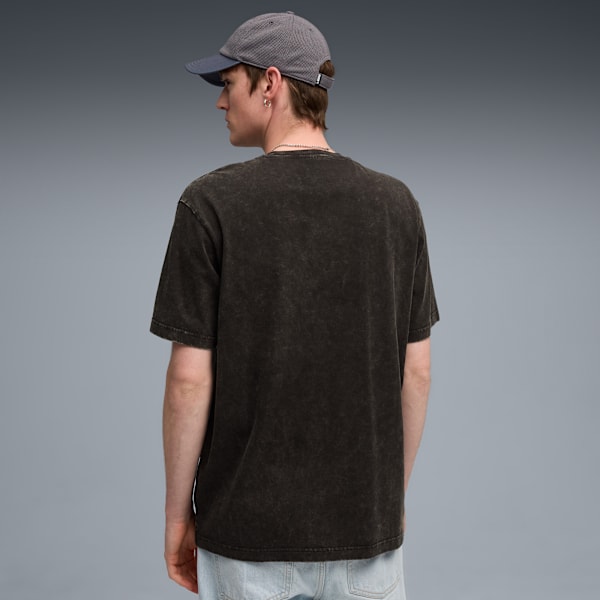 Essentials Elevated Relaxed Wash Tee Men, PUMA Black, large-ZAF