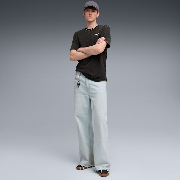 Essentials Elevated Relaxed Wash Tee Men, PUMA Black, large-ZAF