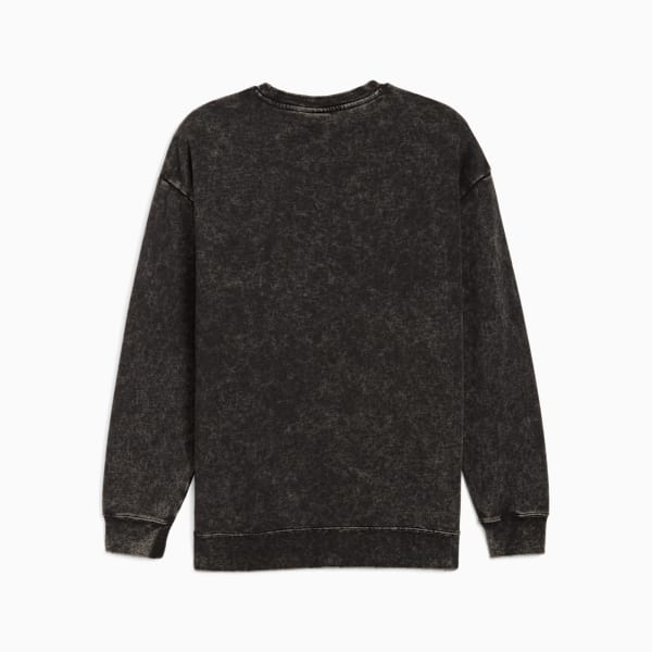 Essentials Elevated Relaxed Wash Crew Sweatshirt Men, PUMA Black, large-ZAF
