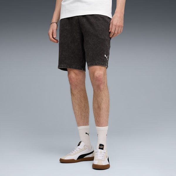 Essentials Elevated Relaxed Wash 9" Shorts Men, PUMA Black, large-ZAF