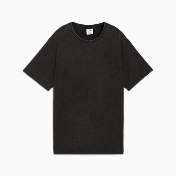 Essentials Elevated Relaxed Wash Tee Women, PUMA Black, large-ZAF
