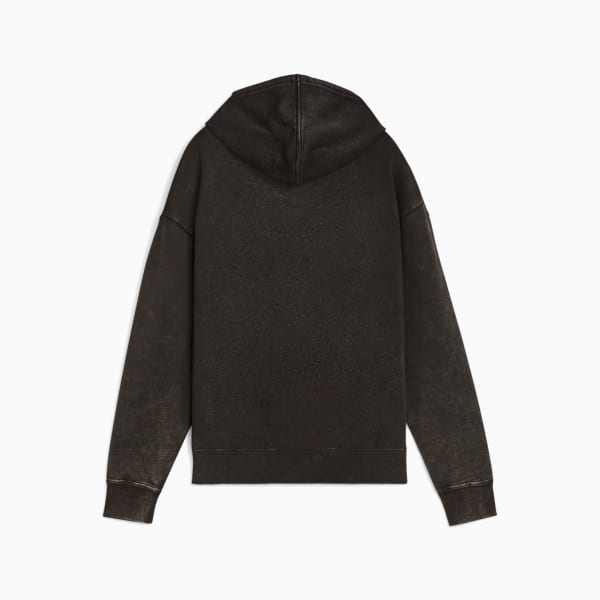Essentials Elevated Relaxed Wash Hoodie Women, PUMA Black, large-ZAF