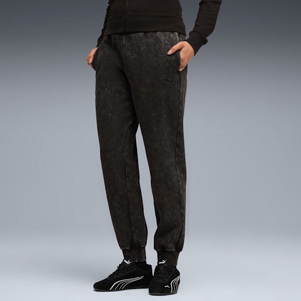 Essentials Elevated Comfort Wash Sweatpants Women, PUMA Black, large-ZAF