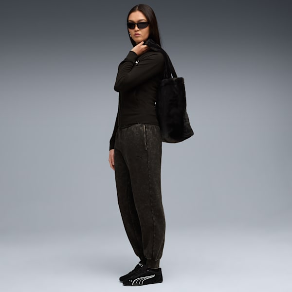 Essentials Elevated Comfort Wash Sweatpants Women, PUMA Black, large-ZAF