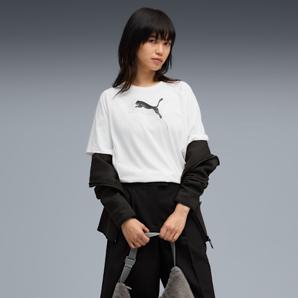 Evostripe Relaxed Graphic Tee Women, PUMA White, large-ZAF