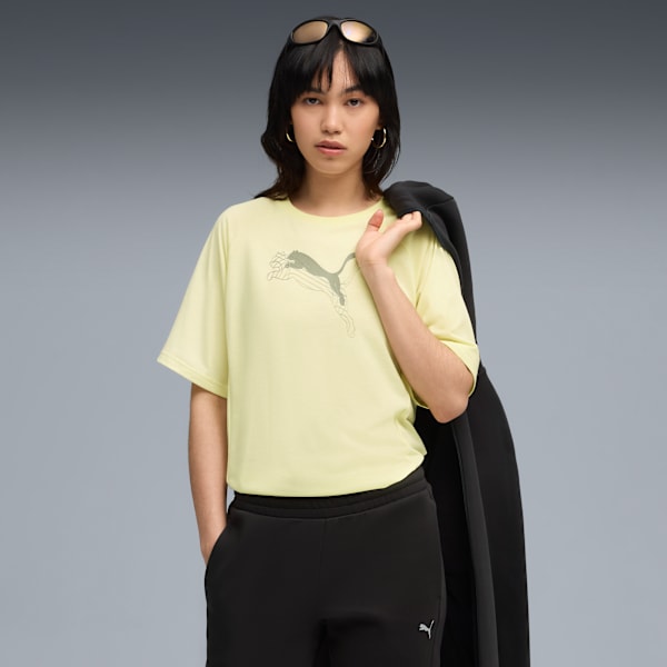 Evostripe Relaxed Graphic Tee Women, Gold Moon, large-ZAF