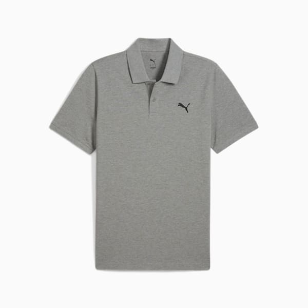 Essentials Small PUMA Logo Pique Polo Men, Medium Gray Heather, large-ZAF