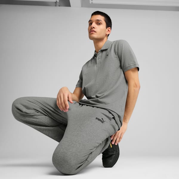 Essentials Small PUMA Logo Pique Polo Men, Medium Gray Heather, large-ZAF