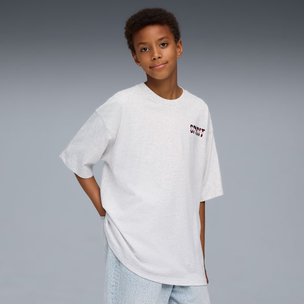 Wardrobe Essentials Go Together Oversized Graphic Tee Youth, Alpine Snow-Melange, large-ZAF