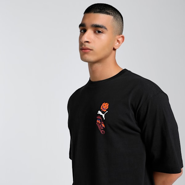 Floral Sport Graphic Boxy Tee Men, PUMA Black, large-MEX