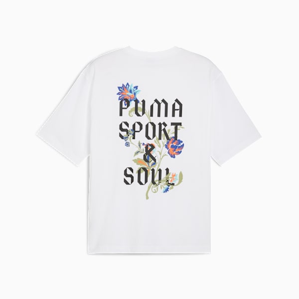 Playera estilo boxy Floral Sport para hombre, PUMA White, large-MEX