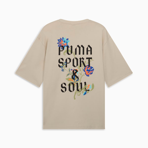Floral Sport Graphic Boxy Tee Men, Desert Dust, large-MEX