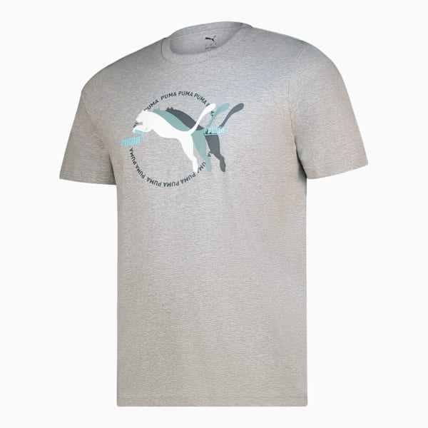 Graphics Multiple Cat Logo Tee Men, Light Gray Heather, large-ZAF