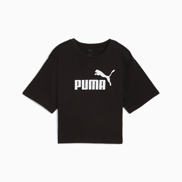 Essentials Cropped No. 1 Logo Relaxed Tee Women, PUMA Black, large-ZAF
