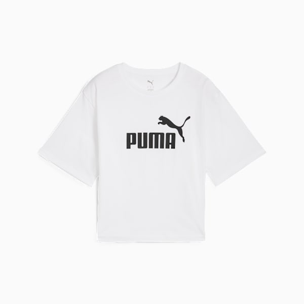 Essentials Cropped No. 1 Logo Relaxed Tee Women, PUMA White, large-ZAF