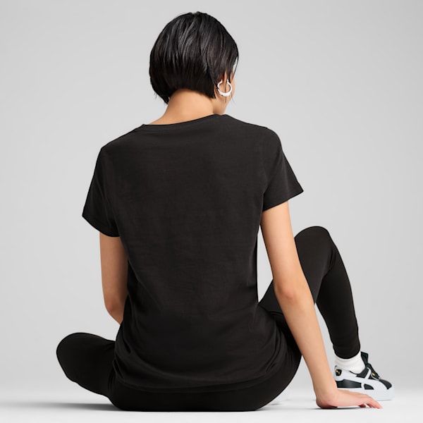 Essentials Metallic Tee Women, PUMA Black-Metallic Gold, large-ZAF