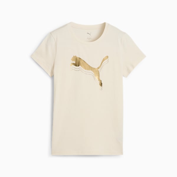 Essentials Metallic Tee Women, Alpine Snow-Metallic Gold, large-ZAF