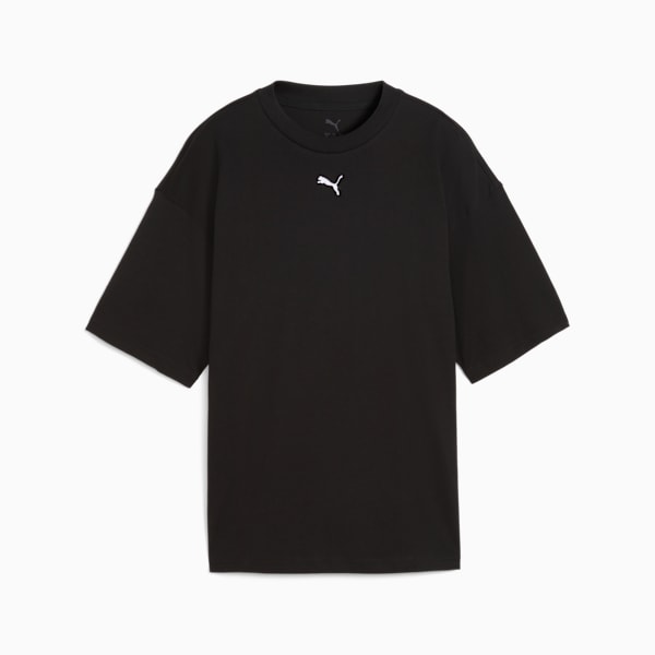Essentials PUMA Logo Oversized Tee Youth, PUMA Black, large-ZAF