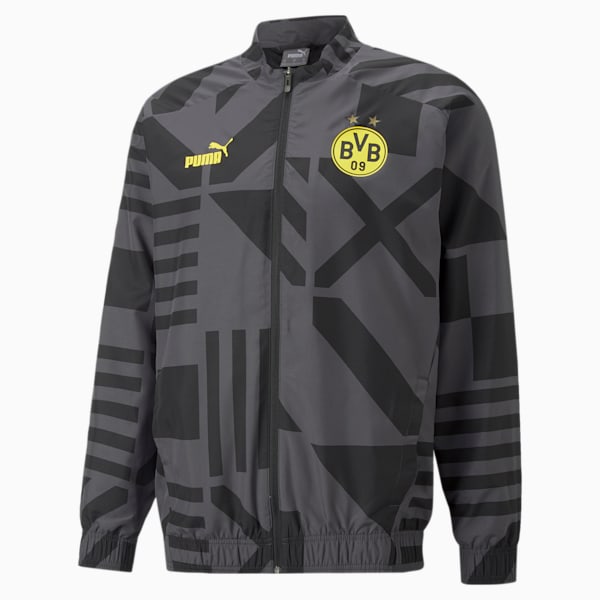 Borussia Dortmund Football Pre-match Jacket Men, Puma Black-Asphalt, large-ZAF