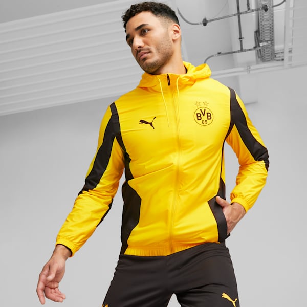 Borussia Dortmund Men's Pre-match Football Jacket, Cyber Yellow-PUMA Black, large-ZAF