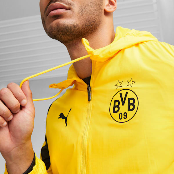 Borussia Dortmund Men's Pre-match Football Jacket, Cyber Yellow-PUMA Black, large-ZAF