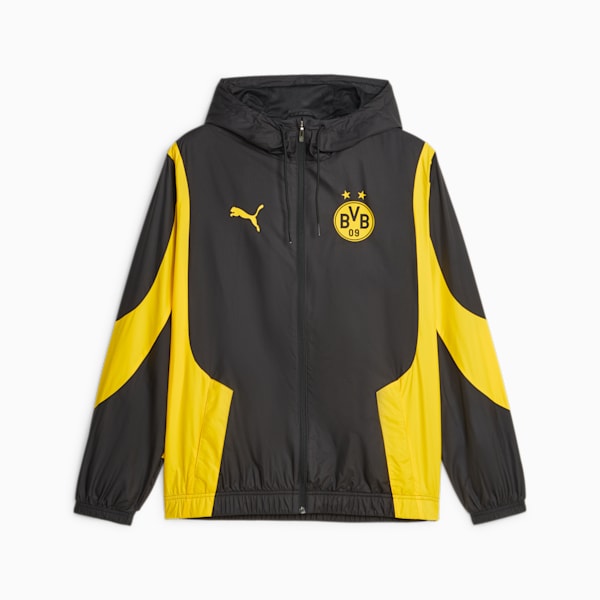 Borussia Dortmund Men's Pre-match Football Jacket, PUMA Black-Cyber Yellow, large-ZAF