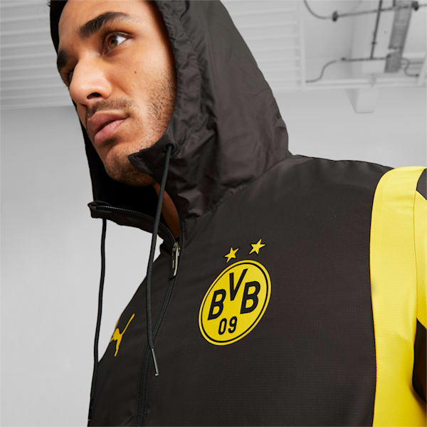 Borussia Dortmund Men's Pre-match Football Jacket, PUMA Black-Cyber Yellow, large-ZAF