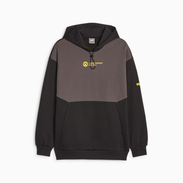 Borussia Dortmund Men's FtblCulture Hoodie, Shadow Gray-PUMA Black, large-ZAF