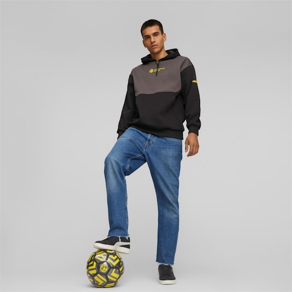 Borussia Dortmund Men's FtblCulture Hoodie, Shadow Gray-PUMA Black, large-ZAF