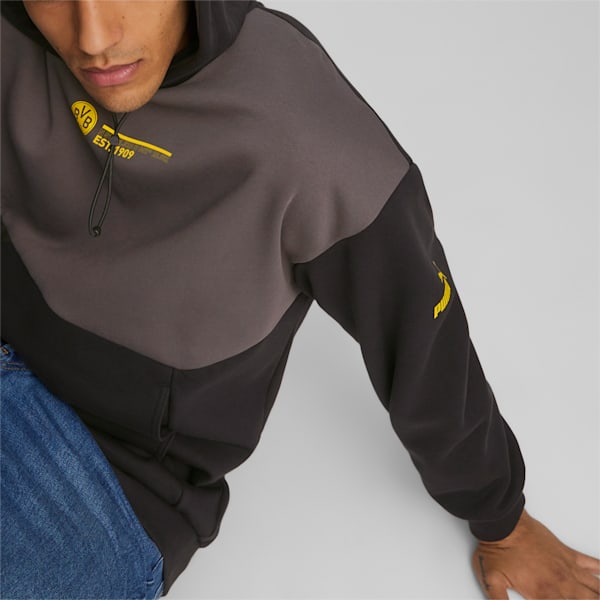 Borussia Dortmund Men's FtblCulture Hoodie, Shadow Gray-PUMA Black, large-ZAF