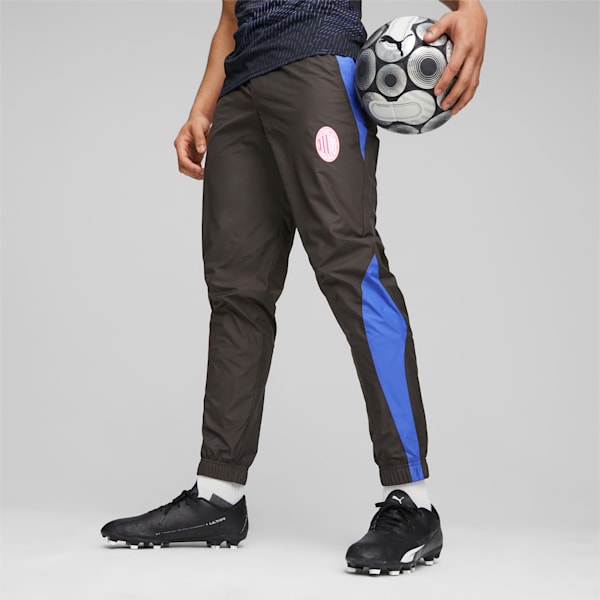 Pantalones de fútbol prematch del AC Milan, PUMA Black-Royal Sapphire, large-ARG
