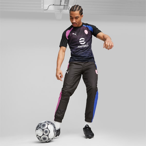 Pantalones de fútbol prematch del AC Milan, PUMA Black-Royal Sapphire, large-ARG