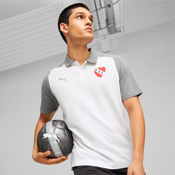Chomba para hombre Independiente Casuals, PUMA White-Medium Gray Heather, large-ARG