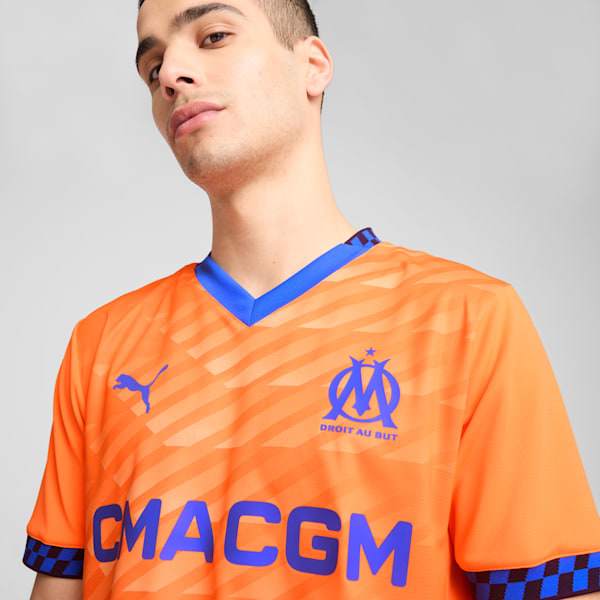 Jersey para hombre Olympique de Marseille Third 24/25, Fluro Orange Pes-Cayenne Pepper-Racing Blue, large-MEX