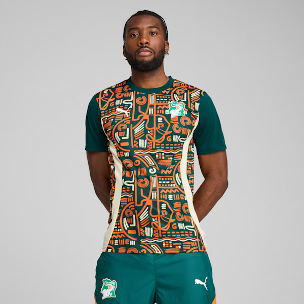 Ivory Coast 2025 Pre-match Jersey Men, Dark Myrtle-Rickie Orange, large-ZAF