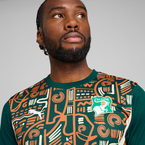 Ivory Coast 2025 Pre-match Jersey Men, Dark Myrtle-Rickie Orange, large-ZAF
