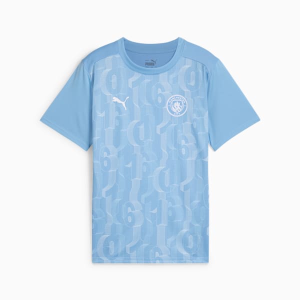 Manchester City Pre-match Short Sleeve Jersey Youth, Team Light Blue-PUMA White, large-ZAF