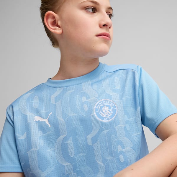 Manchester City Pre-match Short Sleeve Jersey Youth, Team Light Blue-PUMA White, large-ZAF
