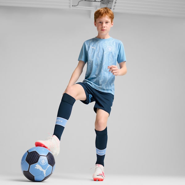 Manchester City Pre-match Short Sleeve Jersey Youth, Team Light Blue-PUMA White, large-ZAF