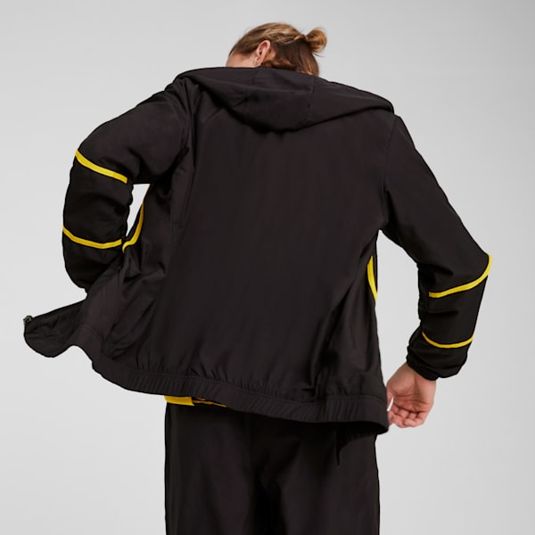 Borussia Dortmund Pre-match Woven Jacket Men, PUMA Black-Faster Yellow, large-ZAF