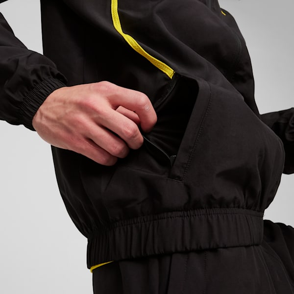 Borussia Dortmund Pre-match Woven Jacket Men, PUMA Black-Faster Yellow, large-ZAF