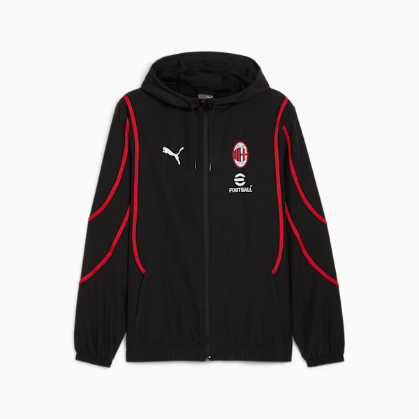 AC Milan Pre-match Woven Jacket Men, PUMA Black-For All Time Red, large-ZAF